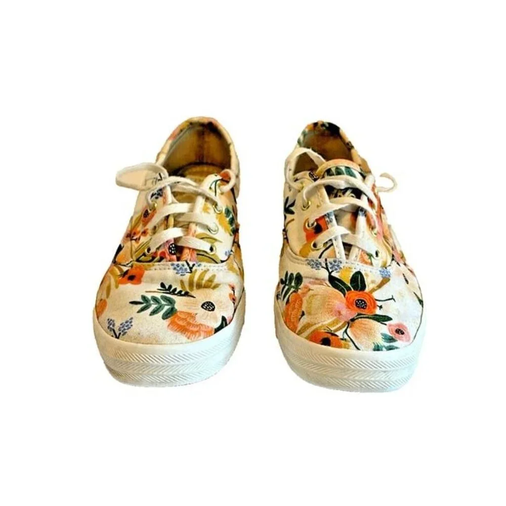 KEDS Rifle Paper Co Woman 6.5 Lively Floral Garden Print Canvas Lace Up Sneakers